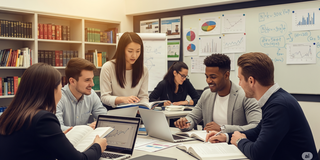 Studierende bei einer Gruppenarbeit