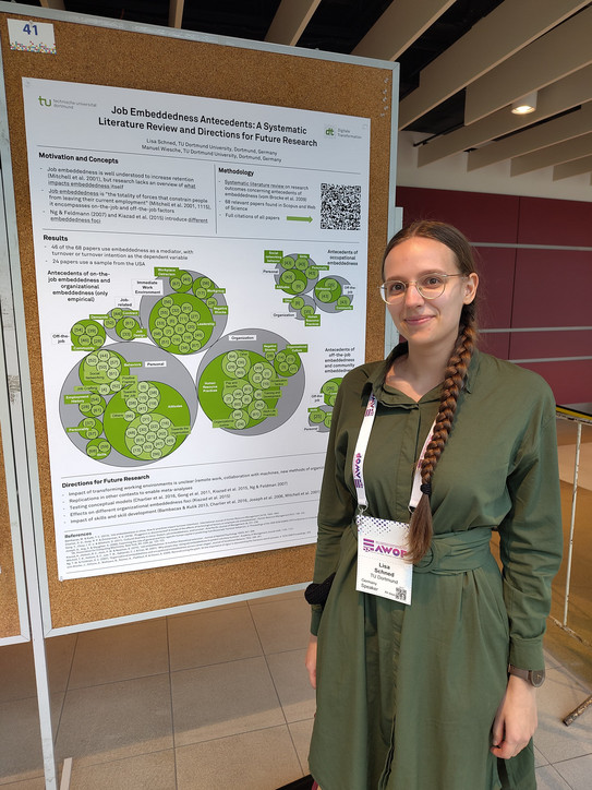 Lisa Schned next to her poster at the EAWOP conference