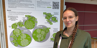 Lisa Schned next to her poster at the EAWOP conference