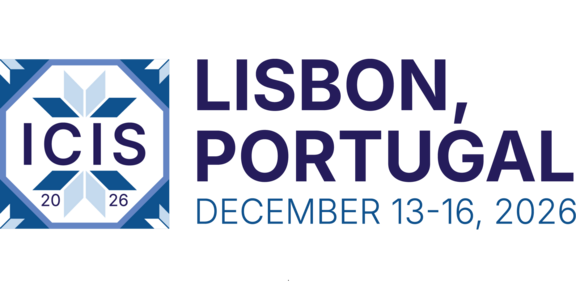 The logo features a square blue-and-white tile design on the left with geometric star patterns, displaying the abbreviation "ICIS" and the year "2026". To the right, the location "LISBON, PORTUGAL" is written in large dark blue uppercase letters, followed below by the event dates "DECEMBER 13-16, 2026" in light blue text.