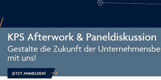 Banner: "KPS Afterwork & Paneldiskussion. Gestalte die Zukunft der Unternehmensberatung mit uns!"