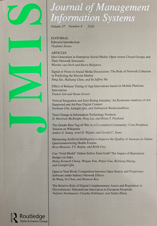 Cover of the Journal of Management Information Systems Cover Page von JMIS Journal
