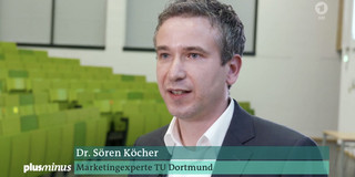 Ausschnitt aus dem Beitrag der ARD-Sendung PlusMinus mit Dr. Sören Köcher als Marketingexperte der TU Dortmund