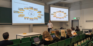 Presenter from Ardex in front of students