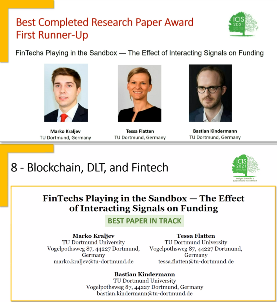 Ausschnitt aus PDF: Best Completed Research Paper Award First Tunner-UP, von ICIS 2021 Konferenz, Bilder von Marko Kraljev, Tessa Flatten und Bastian Kindermann