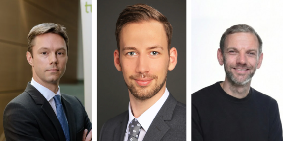 Die Lehrpreisträger Prof. Dr. Lorenz Graf-Vlachy, Matthias Schinnen und Prof. Dr. Andreas Lichter.