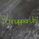 Mit grüner Kreide auf nicht ganz sauber gewischter Tafel geschriebener Text "SchnupperUni" , daneben eine gemalte Lupe und ein halb gefülltes Reagenzglas