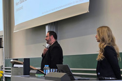 Ms. Karolin Schulte, Head of the Alumni Ckub office, presents the club.