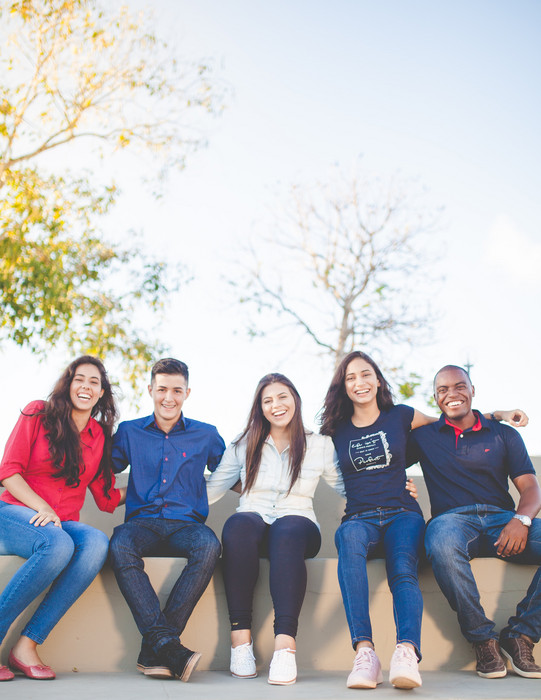 Group of international students sitting together