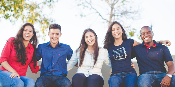 Group of international students sitting together