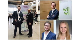 Collage of Photos of winners of Teaching Innovation Award 2021/2022: Prof. Dr. Lackes and Dr. Alper Beser, JProf. Dr. Simon Hensellek as well as Prof. Dr. Manuel Wiesche and Lisa Gussek