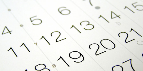 Dates of a calendar in detail